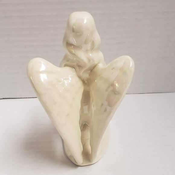 Ceramic Iridescent Praying on knees Angel Figurine - Picture 6 of 6
